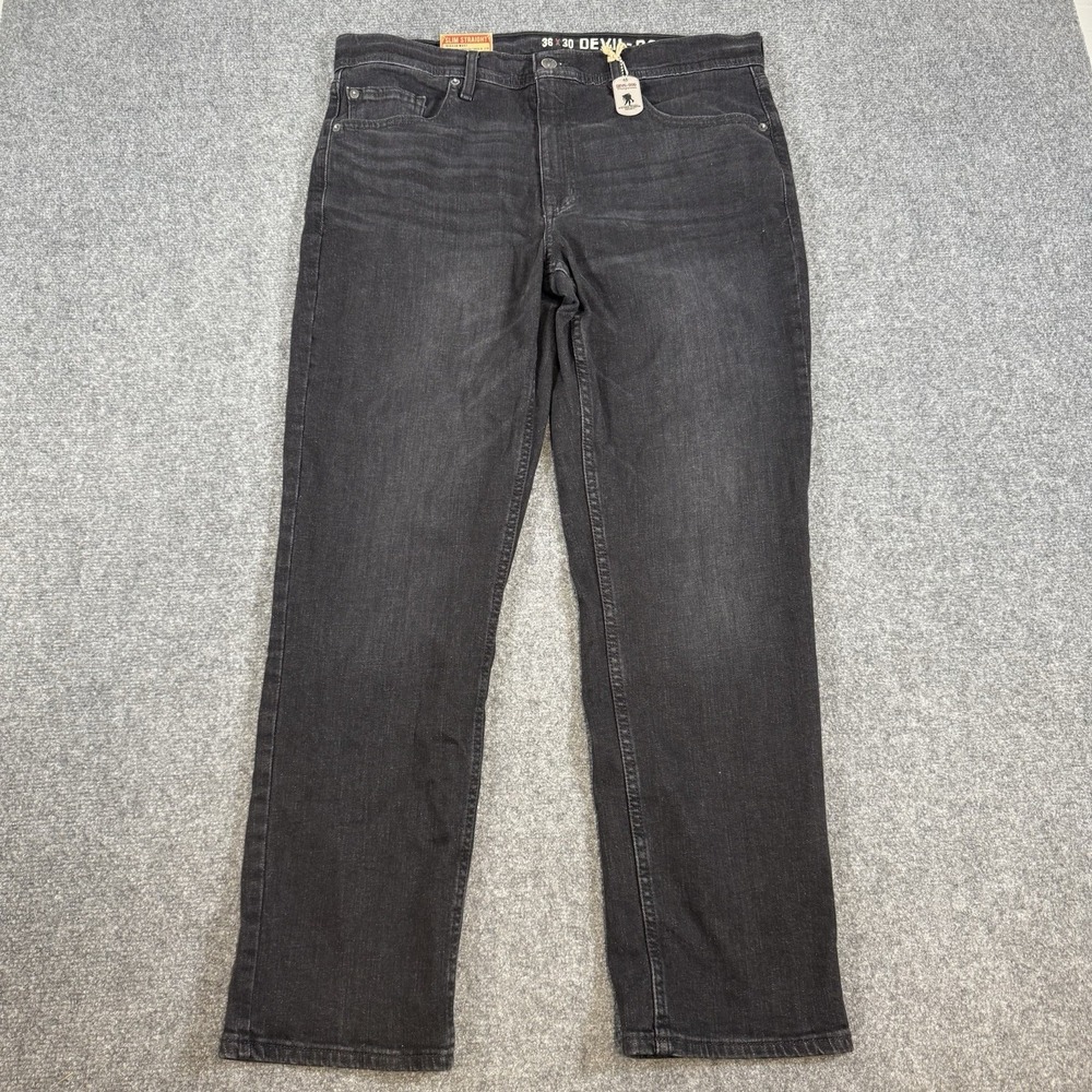 NWT Devil Dog‎ Jeans Mens 36x30 Black Dungarees Slim Straight Sanforized Shrunk